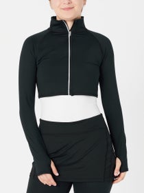 BloqUV Women's Full Zip Crop Long Sleeve Top - Black