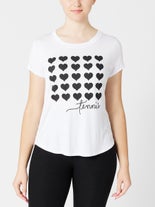 Bird & Vine Women's 5 Row Heart Top White XS