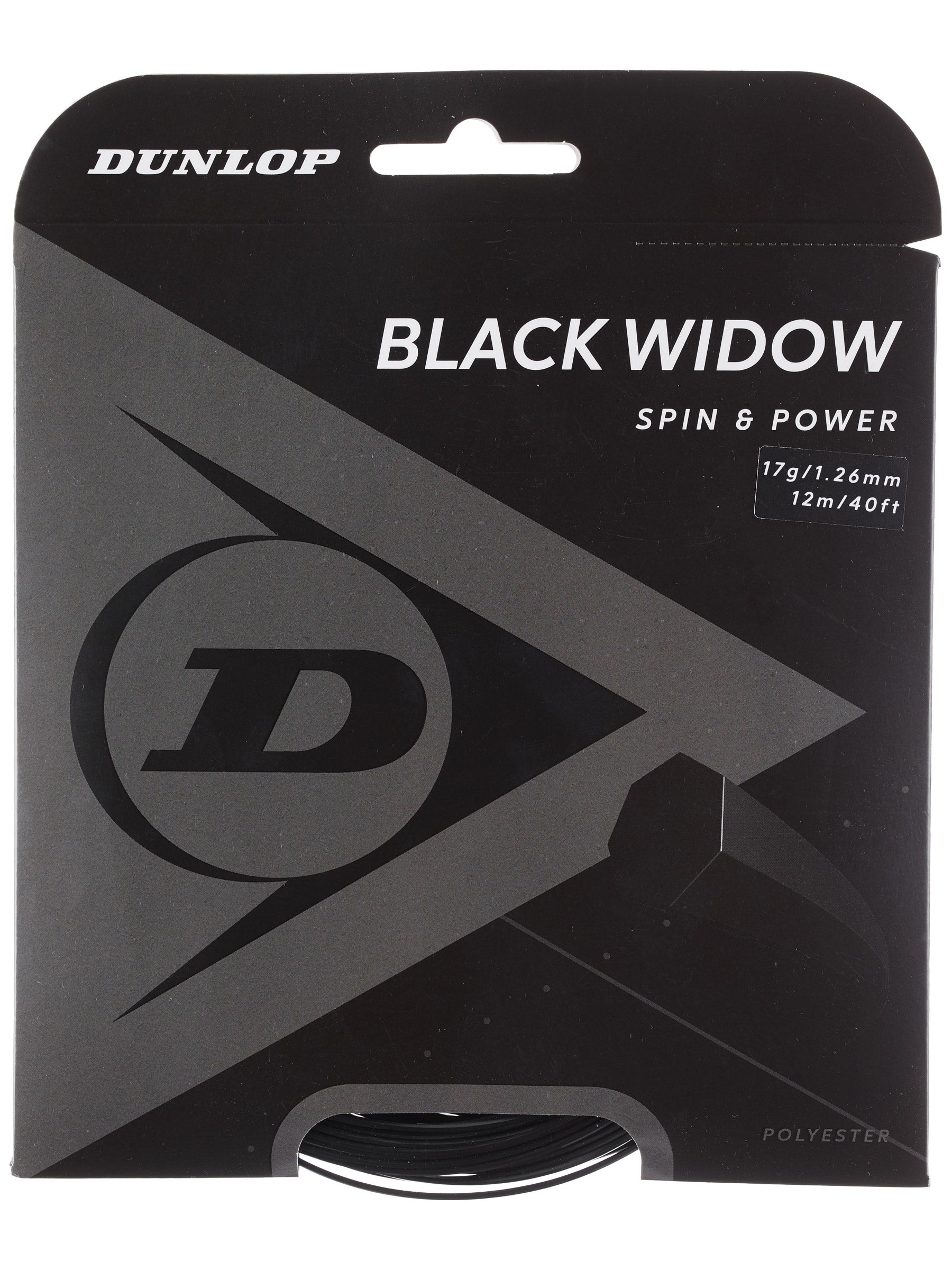 Dunlop Black Widow 1.26 mm 200m 17gauge Tennis String Polyester Racket Reel 