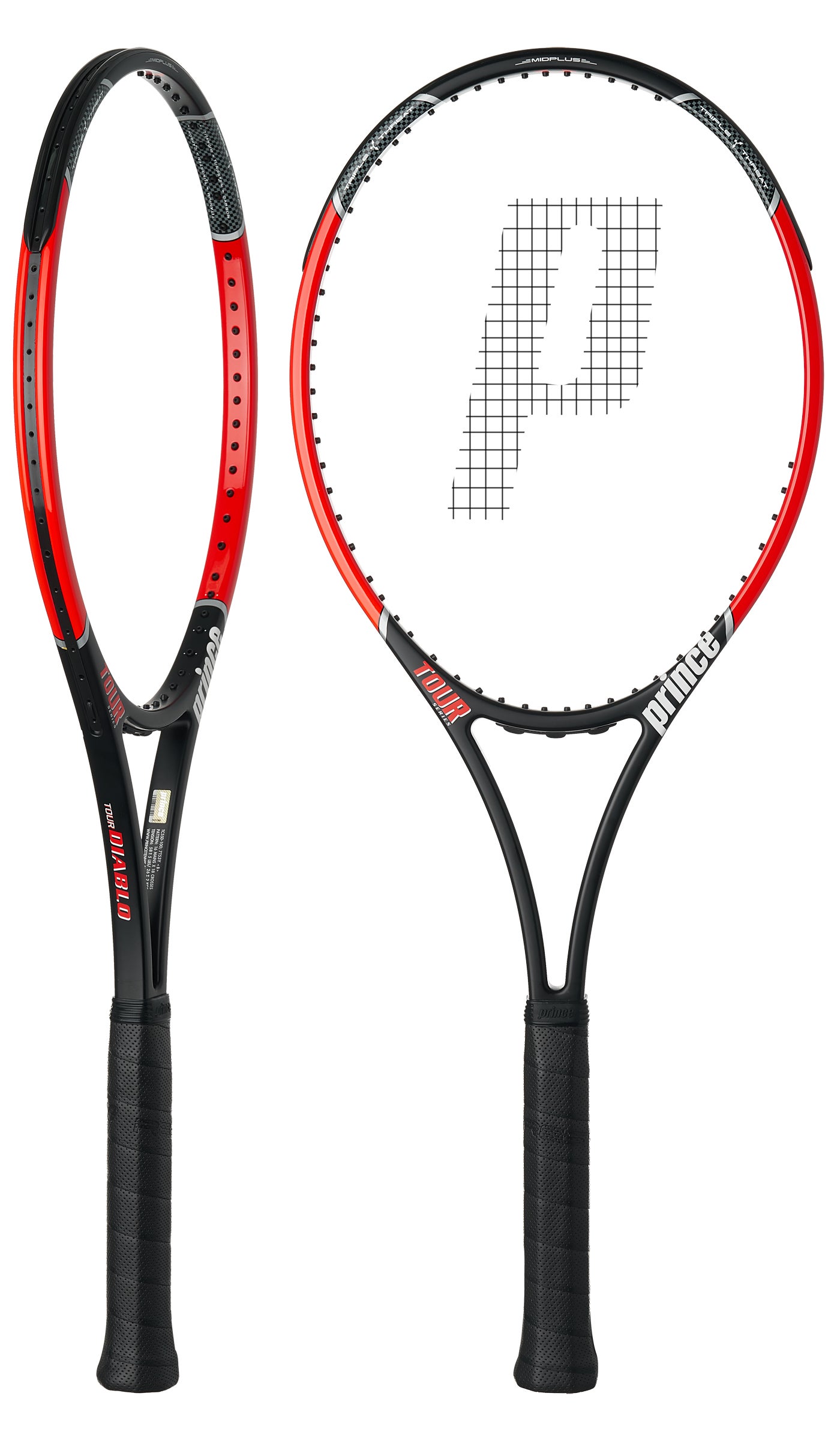 Prince Diablo Xp Midplus 96 head 16x20 4 5/8 with new grip Tennis Racquet 