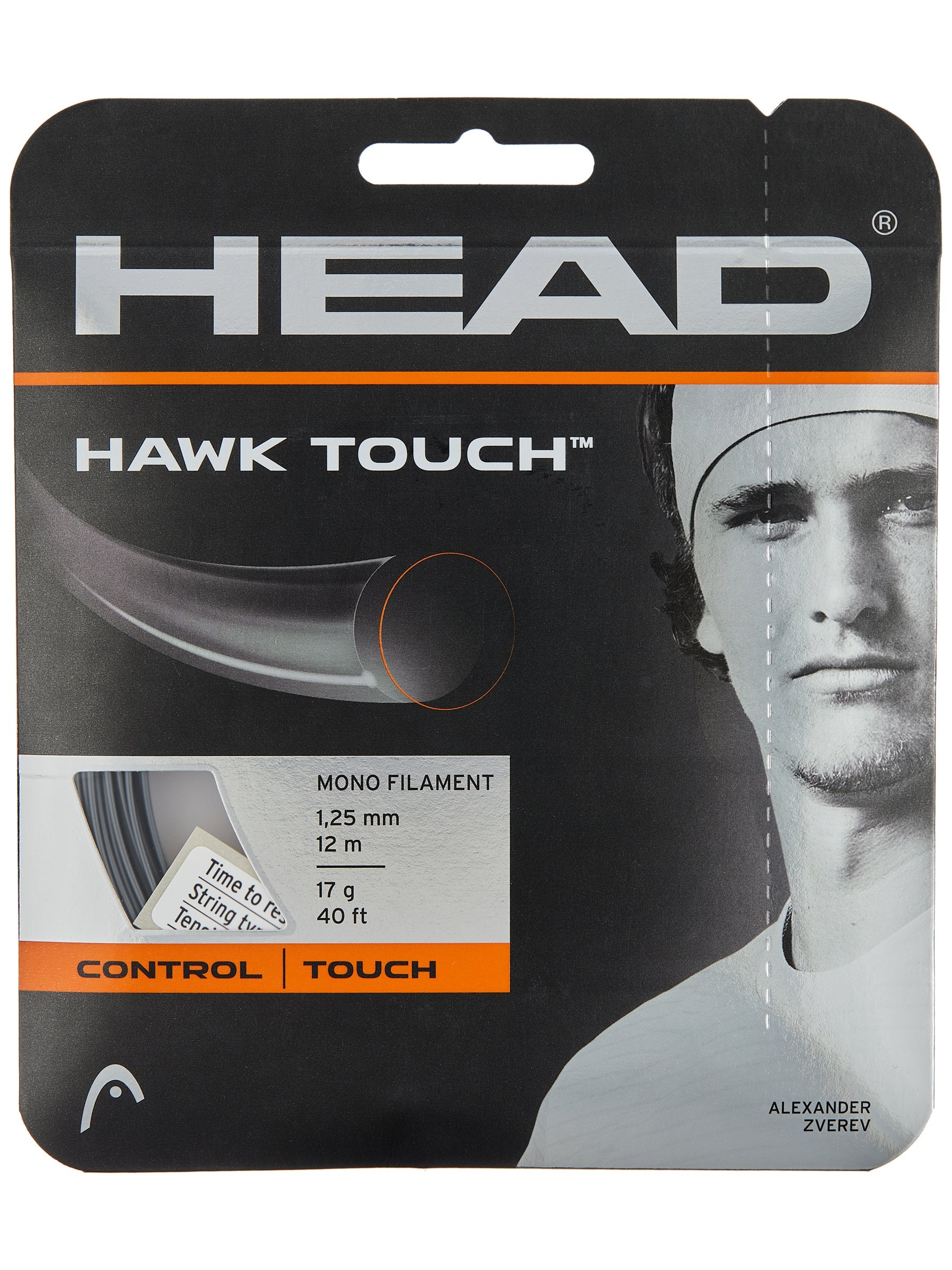 **NEW**  LOT OF 2 SETS HEAD HAWK TOUCH 17 ANTHRACITE POLY TENNIS STRING 1.25 
