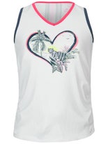 Lucky in Love Girl's Palms D'Amour Tank White L