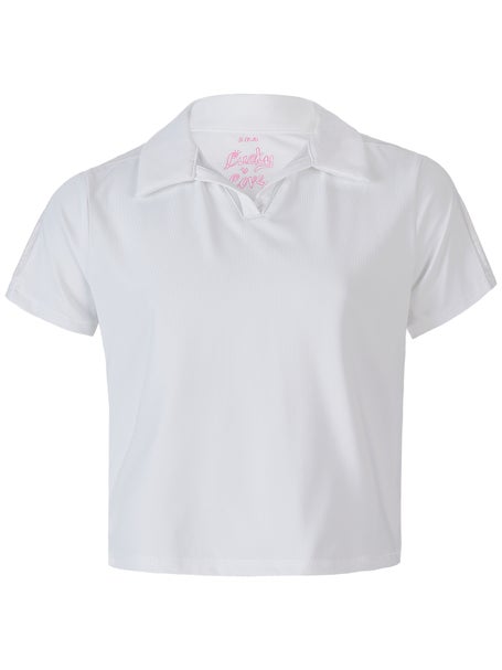 Lucky in Love Girls Core Cropped Polo - White