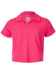 Lucky in Love Girl's Core Cropped Polo - Coral