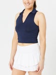 Lucky in Love Women's Hip Fit Polo Tank - Navy