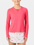 Lucky in Love Wms L-UV High Low Breezy LS Coral L