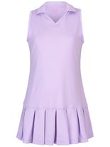 Li Mi Girl's Pansies Polo Pleat Dress Purple XXS