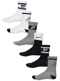 Nike Junior Everyday Cushion Crew Sock 6-Pack Wh/Bk/Gy