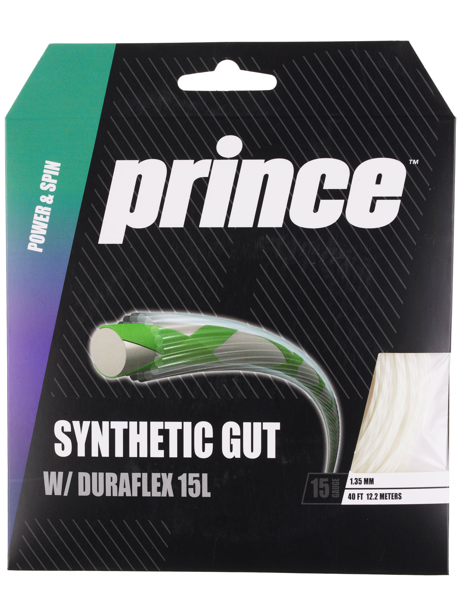 4 Pack Bundle of PRINCE Synthetic Gut 16 with Duraflex GREEN Authorized Dealer 