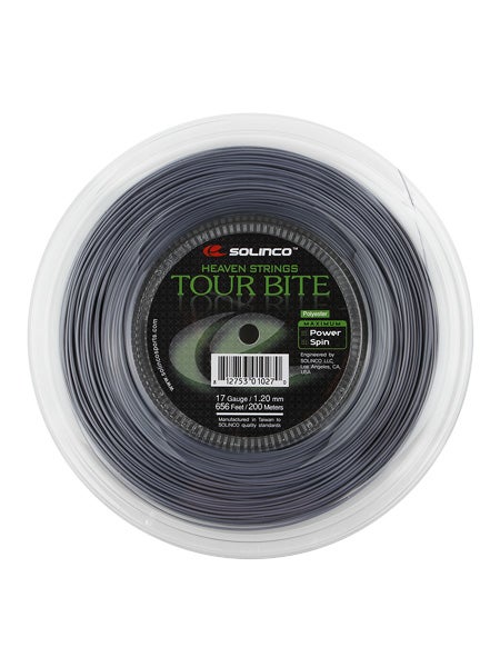 656ft 200m Tennis String Reel silver Solinco Tour Bite 17G 1.20mm 