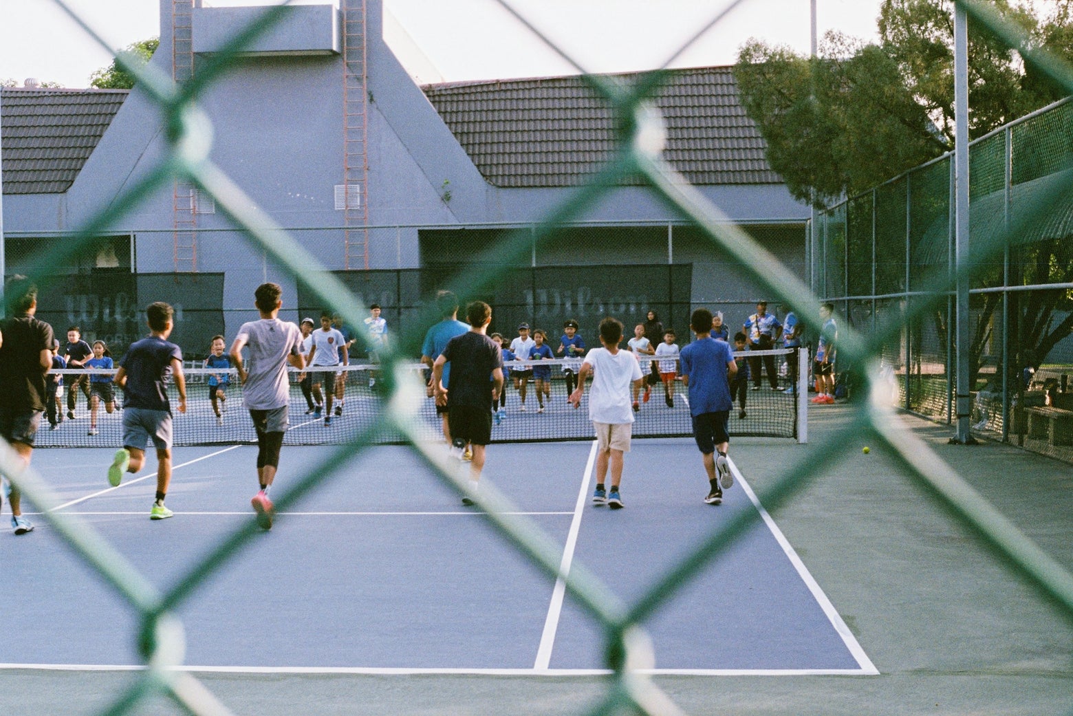 Tennis camp in session. 