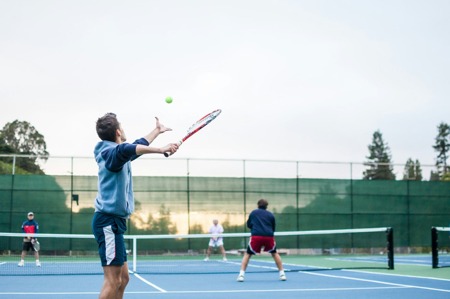 Tennis camp in session. 