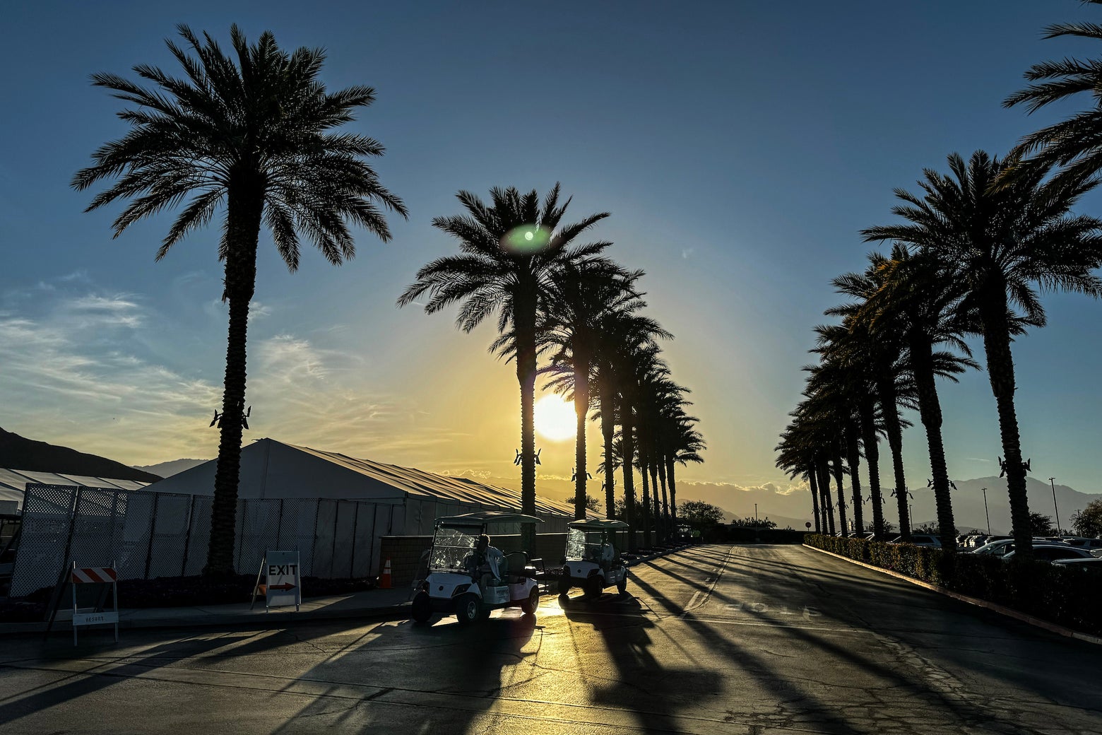 Sunset at the BNP Paribas Open in Indian Wells, Calif.