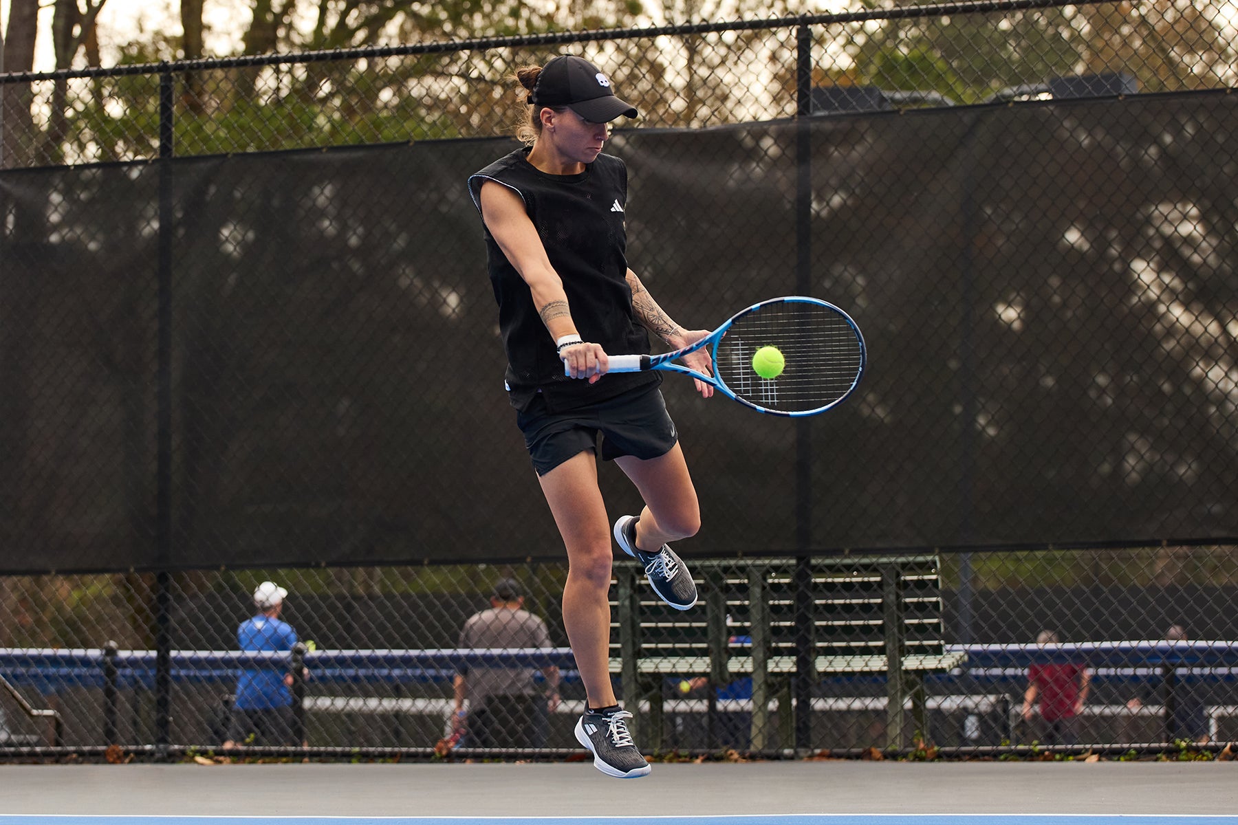 TW playtester hitting a backhand.
