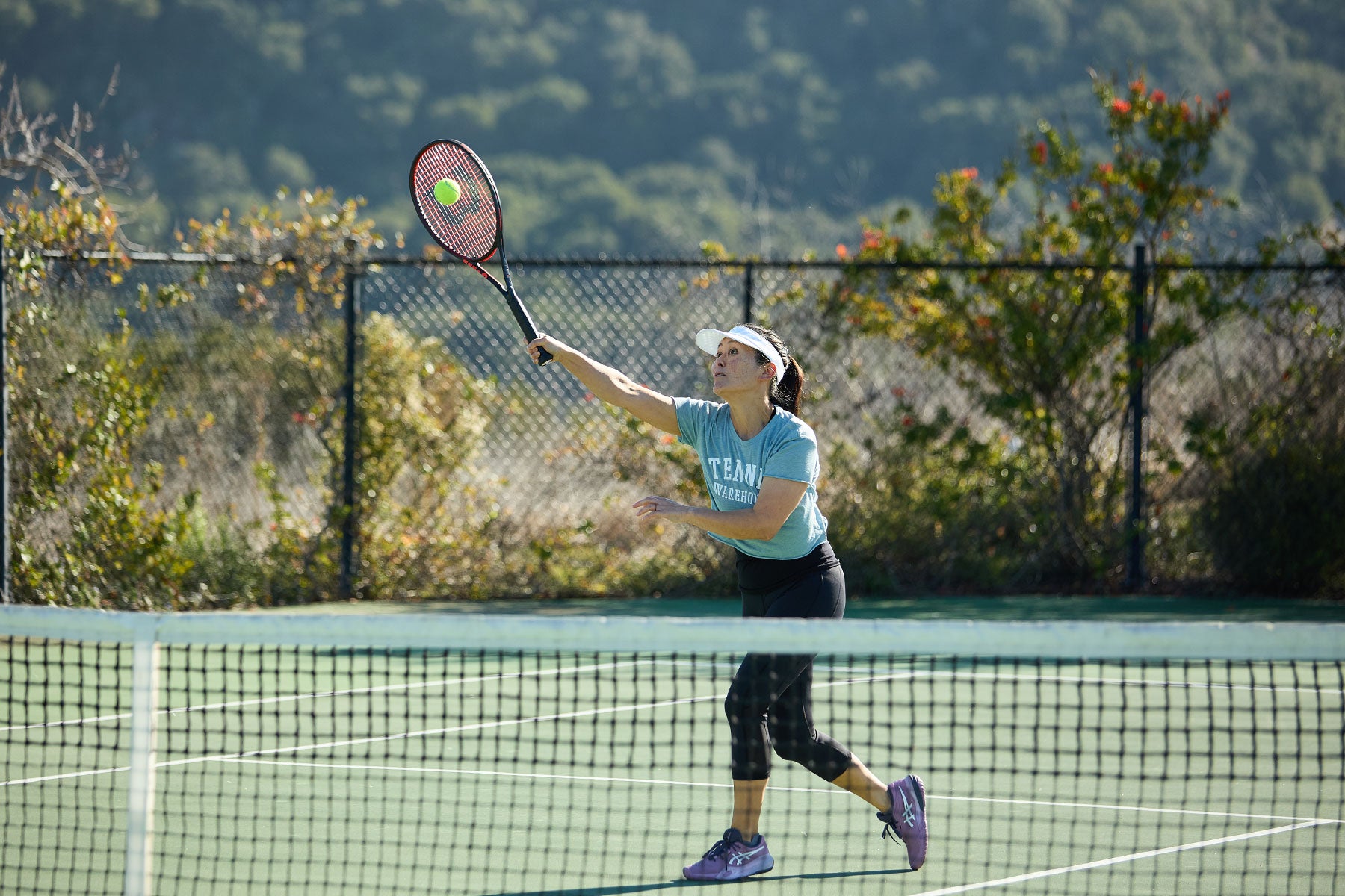 TW playtester hitting a volley. 