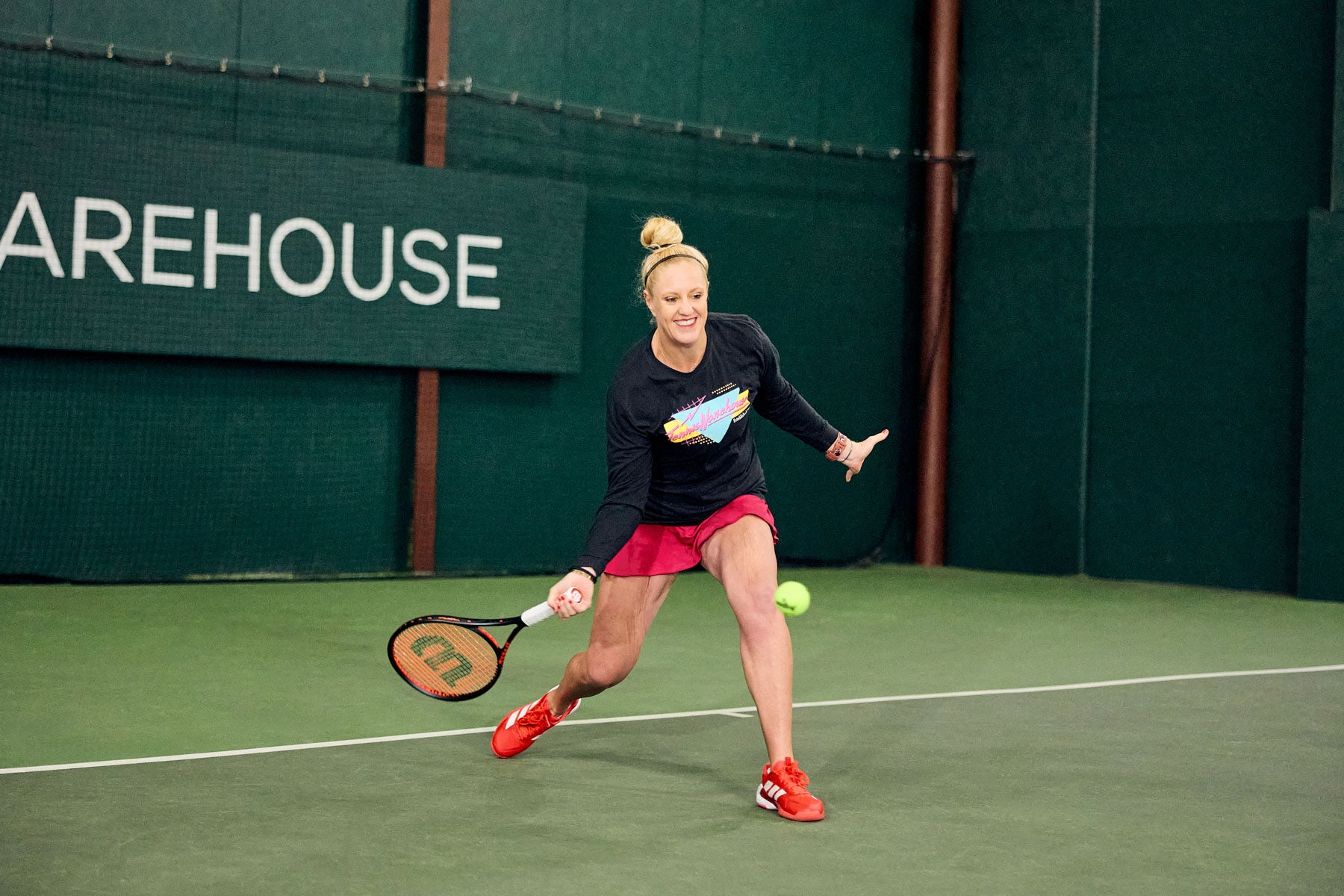 TW playtester hitting a forehand.