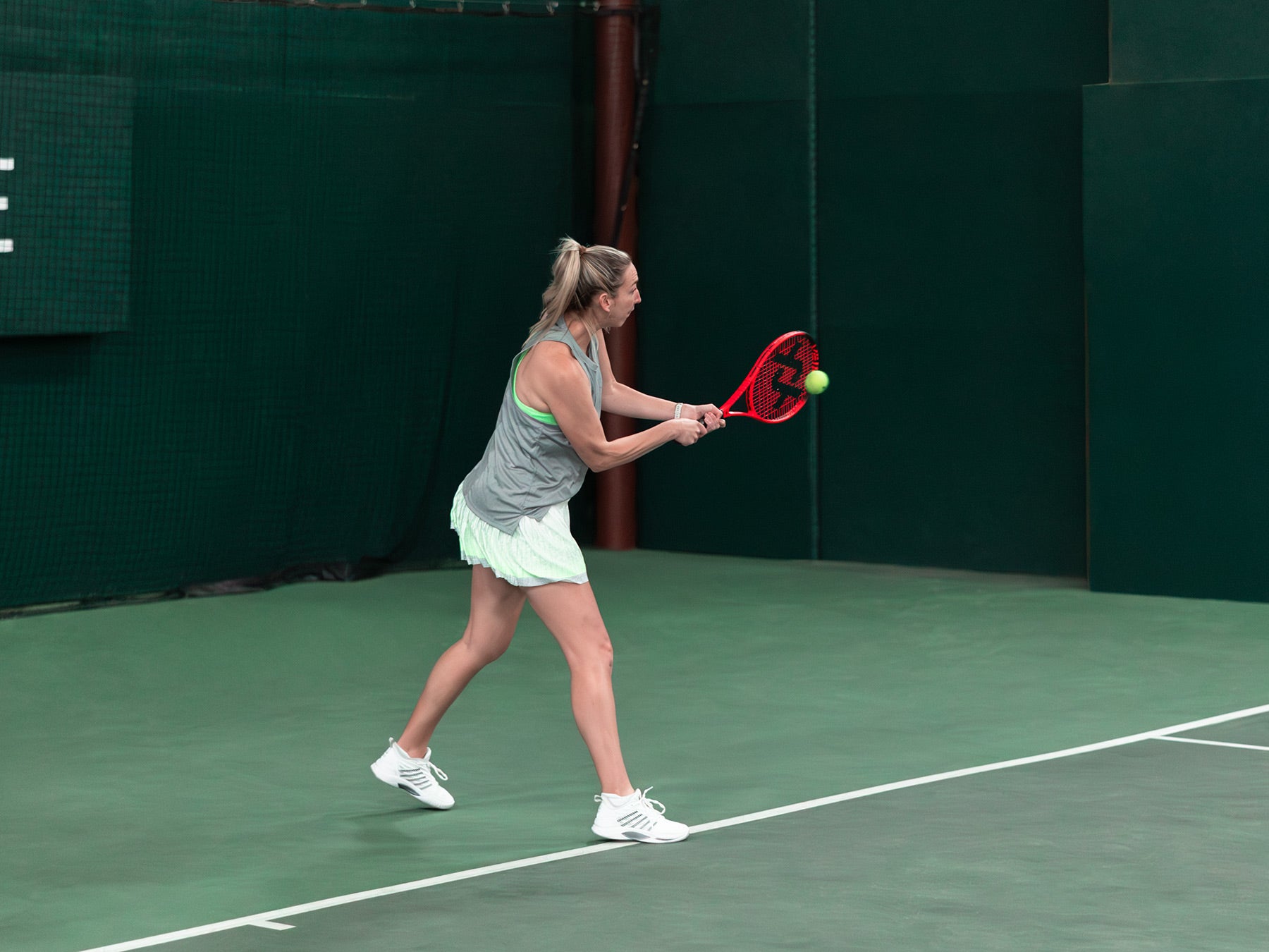 TW playtester hitting a backhand.
