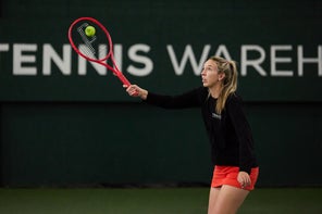 Image of a Playtester Hitting a Volley