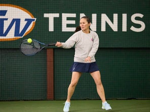 Image of a Playtester Hitting a Forehand