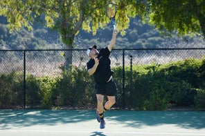 Image of a Playtester Hitting a Serve