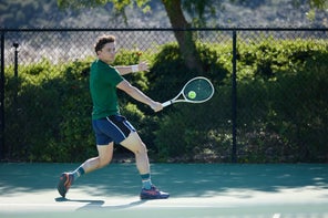 Image of a Playtester Hitting a Backhand