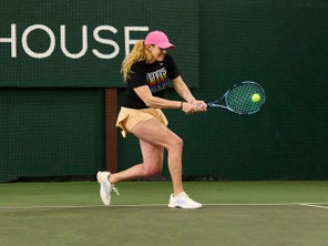 Image of a Playtester Hitting a Backhand