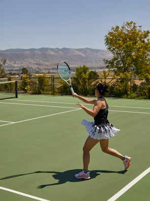 Image of playtester hitting a forehand