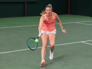 Image of a Playtester Hitting a Forehand