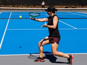 Image of a Playtester Hitting a Backhand