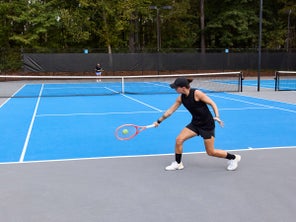 Image of a Playtester Hitting a Backhand