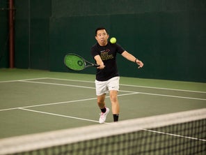 Image of a Playtester Hitting a Volley