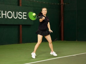 Image of a Playtester Hitting a Forehand