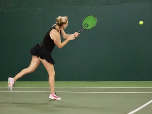 Image of a Playtester Hitting a Backhand
