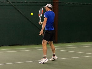 TW playtester hitting a volley. 