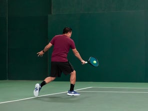 Image of a Playtester Hitting a Backhand