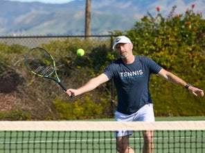 Image of a Playtester Hitting a Volley