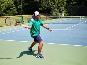 Image of Playtester hitting a forehand