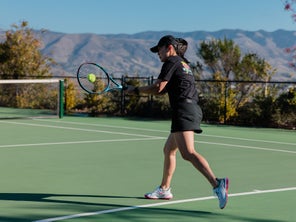 Image of a Playtester Hitting a Backhand