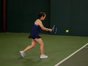 Image of a Playtester Hitting a Backhand