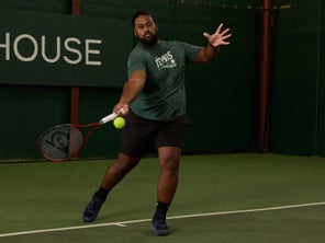 Imagr of a TW playtester hitting a forehand. 