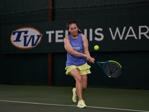 Image of a Playtester Hitting a Backhand