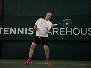 Image of a Playtester Hitting a Forehand