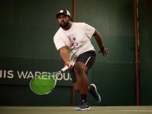 Image of a Playtester Hitting a Forehand
