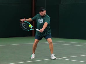 Image of a Playtester Hitting a Volley