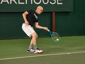 Image of a Playtester Hitting a Forehand