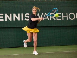 Image of a Playtester Hitting a Forehand