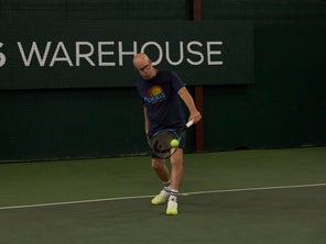 Image of a Playtester Hitting a Backhand