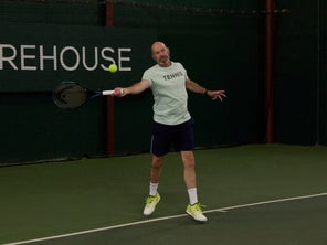 Image of a Playtester Hitting a Forehand
