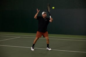 Image of a Playtester Hitting a Volley