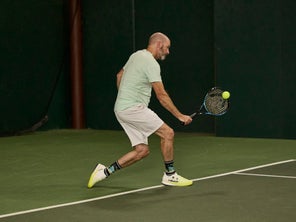 Image of a Playtester Hitting a Backhand